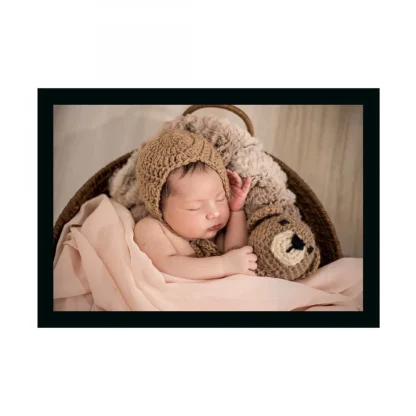 Baby Photo Painting with Synthetic Photo Frame (Multicolor)