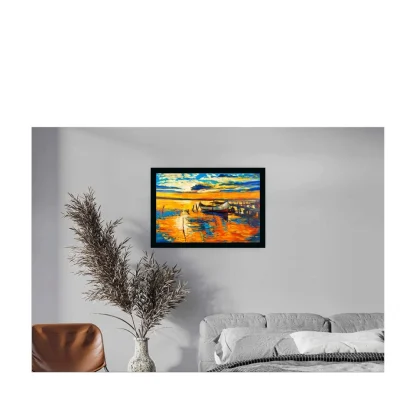 Boat Painting Painting with Synthetic Photo Frame (Multicolor) - Image 2