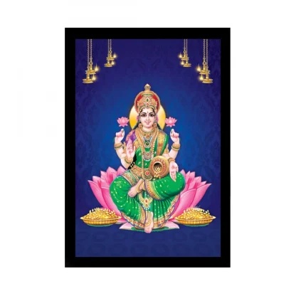 Maa Laxmi Ji Painting with Synthetic Photo Frame (Multicolor)