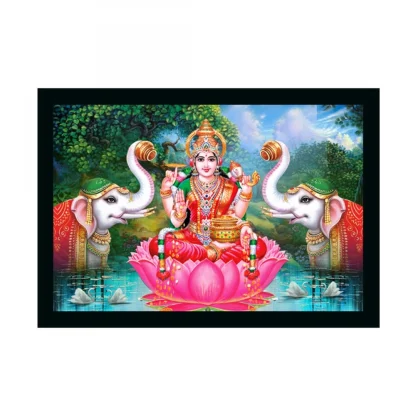 Maa Laxmi Ji Painting with Synthetic Photo Frame (Multicolor)