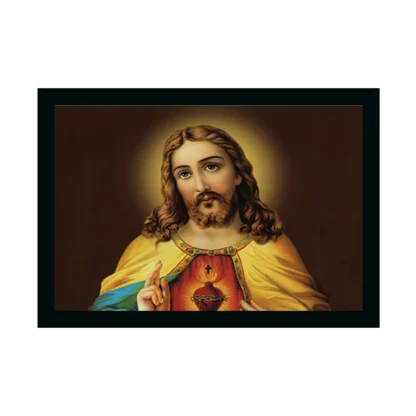 Lord Jesus Christ Painting with Synthetic Photo Frame (Multicolor)