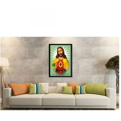 Lord Jesus Christ Painting with Synthetic Photo Frame (Multicolor) - Image 2