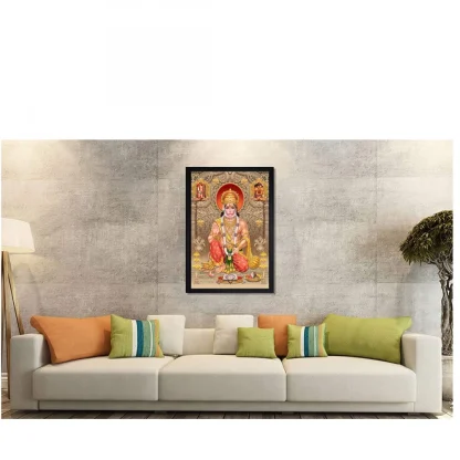 Lord Hanuman Ji Painting with Synthetic Photo Frame (Multicolor) - Image 2