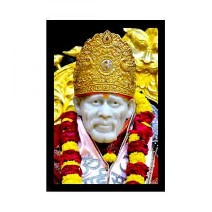 Saibaba Painting with Synthetic Photo Frame (Multicolor)