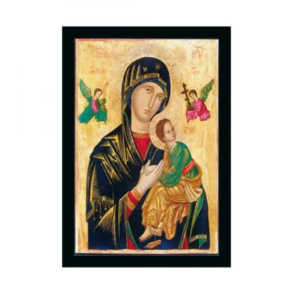 Mother Mary Painting with Synthetic Photo Frame (Multicolor)