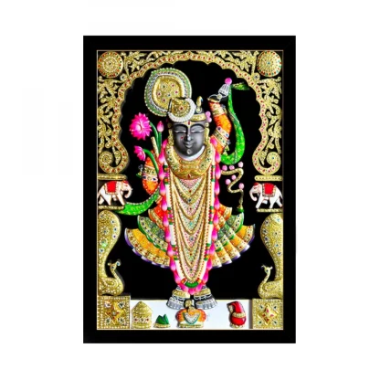 Shrinathji Painting with Synthetic Photo Frame (Multicolor)