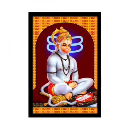 Lord Hanuman Ji Painting with Synthetic Photo Frame (Multicolor)