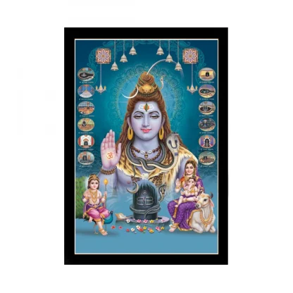 Lord Shiva Painting with Synthetic Photo Frame (Multicolor)