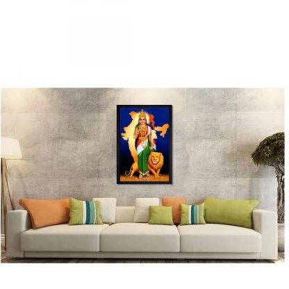 Bharat Mata Painting with Synthetic Photo Frame (Multicolor) - Image 2