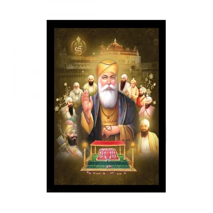 Guru Nanak Painting with Synthetic Photo Frame (Multicolor)