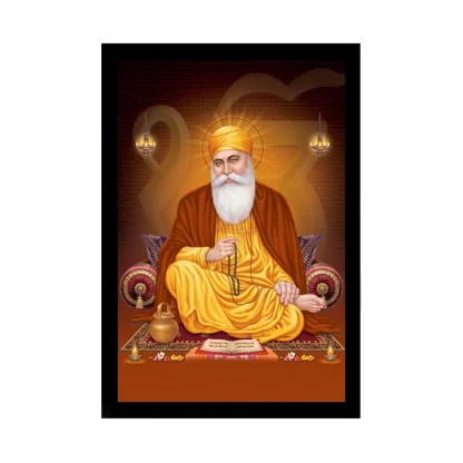 Guru Nanak Painting with Synthetic Photo Frame (Multicolor)