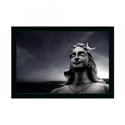 Adiyogi Mahakal Painting with Synthetic Photo Frame (Multicolor)