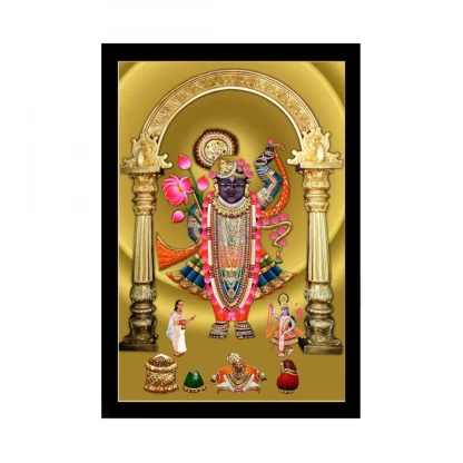 Shrinathji Painting with Synthetic Photo Frame (Multicolor)