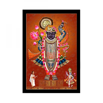 Shrinathji Painting with Synthetic Photo Frame (Multicolor)