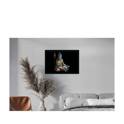 Lord Shiva Painting with Synthetic Photo Frame (Multicolor) - Image 2