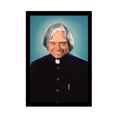 A P J Abdul Kalam Painting with Synthetic Photo Frame (Multicolor)