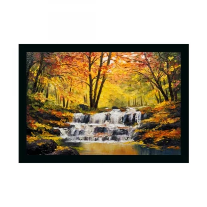 Natural Wate Painting with Synthetic Photo Frame (Multicolor)