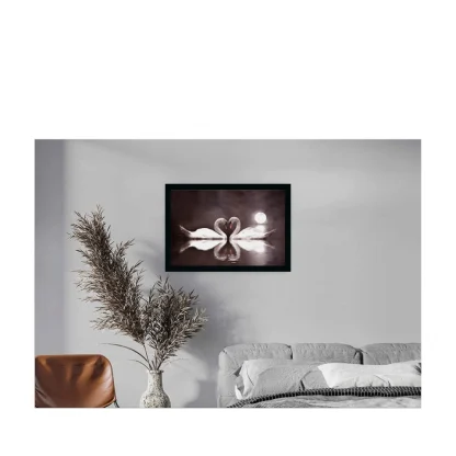 Swan Pair Painting with Synthetic Photo Frame (Multicolor) - Image 2