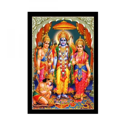 Shree Ram Painting with Synthetic Photo Frame (Multicolor)