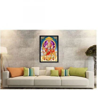 Durga Mata Painting with Synthetic Photo Frame (Multicolor) - Image 2