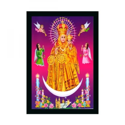 Vailankanni Painting with Synthetic Photo Frame (Multicolor)