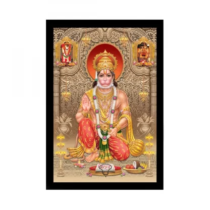 Lord Hanuman Ji Painting with Synthetic Photo Frame (Multicolor)