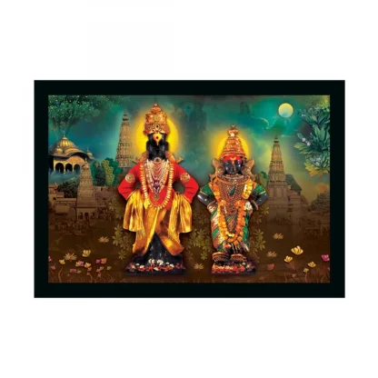 Vitthal Rukmini Painting with Synthetic Photo Frame (Multicolor)