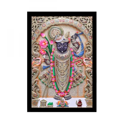 Shrinathji Painting with Synthetic Photo Frame (Multicolor)