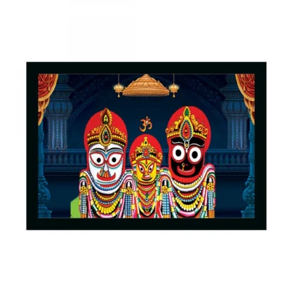 Jagannath Painting with Synthetic Photo Frame (Multicolor)