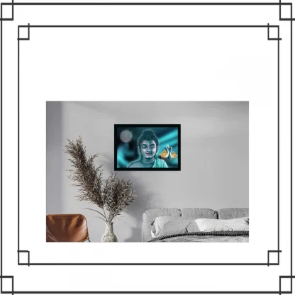 Buddha Painting with Synthetic Photo Frame (Multicolor) - Image 2