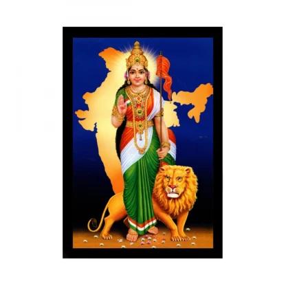 Bharat Mata Painting with Synthetic Photo Frame (Multicolor)