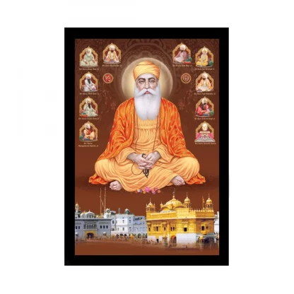 Guru Nanak Painting with Synthetic Photo Frame (Multicolor)