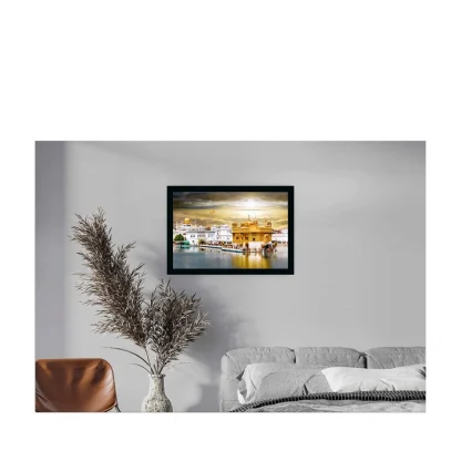 Golden Temple Painting with Synthetic Photo Frame (Multicolor) - Image 2