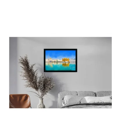 Golden Temple Painting with Synthetic Photo Frame (Multicolor) - Image 2