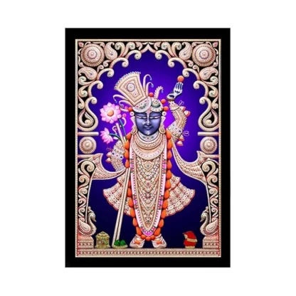 Shrinathji Painting with Synthetic Photo Frame (Multicolor)