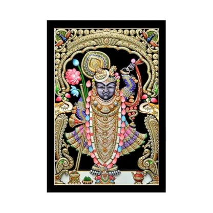 Shrinathji Painting with Synthetic Photo Frame (Multicolor)