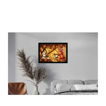 Rajasthani Village Modern Art Painting with Synthetic Photo Frame (Multicolor) - Image 2