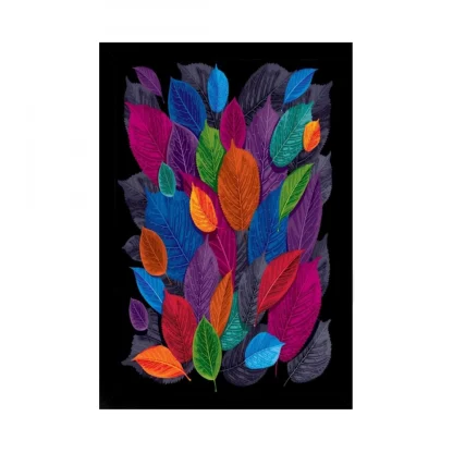 Dark Autumn Leaves Painting with Synthetic Photo Frame (Multicolor)