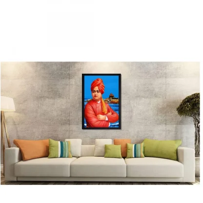 Swami Vivekanand Painting with Synthetic Photo Frame (Multicolor) - Image 2