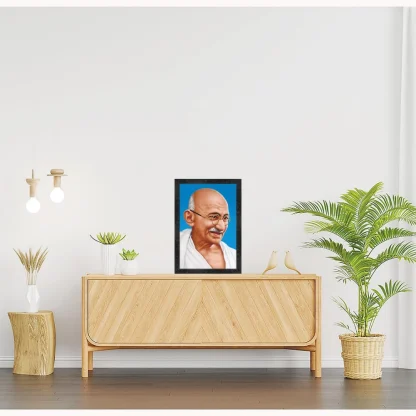 Mahatma Gandhi Ji Painting with Synthetic Photo Frame (Multicolor) - Image 2