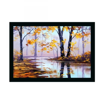 Natural Scenery Painting with Synthetic Photo Frame (Multicolor)