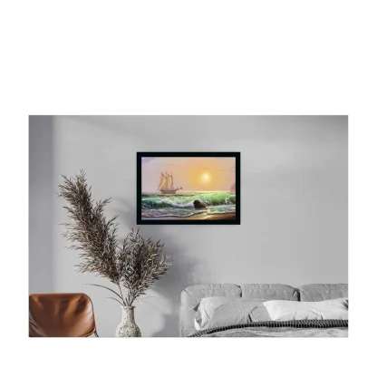 Boat Painting Painting with Synthetic Photo Frame (Multicolor) - Image 2