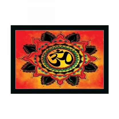 Om Namah Shivay Painting with Synthetic Photo Frame (Multicolor)