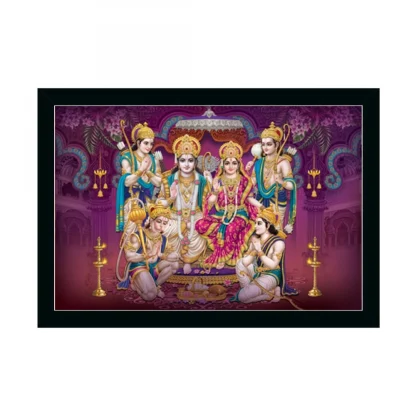 Ayodhya Ram Mandir Painting with Synthetic Photo Frame (Multicolor)