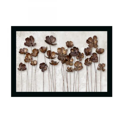 Flower Painting with Synthetic Photo Frame (Multicolor)