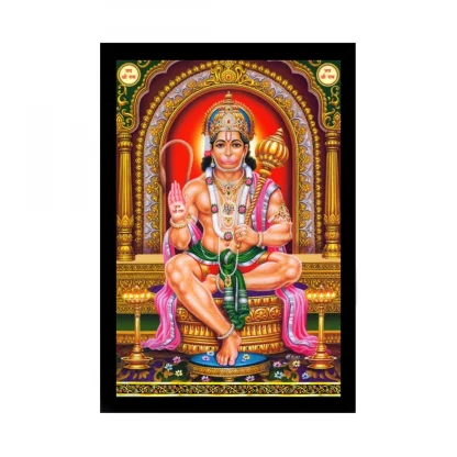 Lord Hanuman Ji Painting with Synthetic Photo Frame (Multicolor)