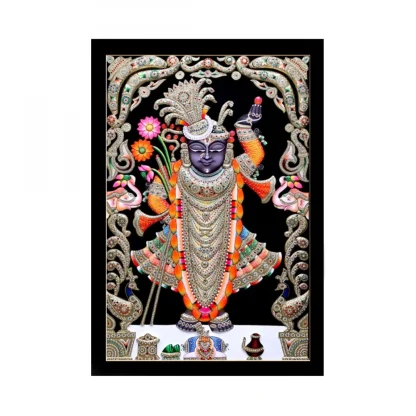 Shrinathji Painting with Synthetic Photo Frame (Multicolor)