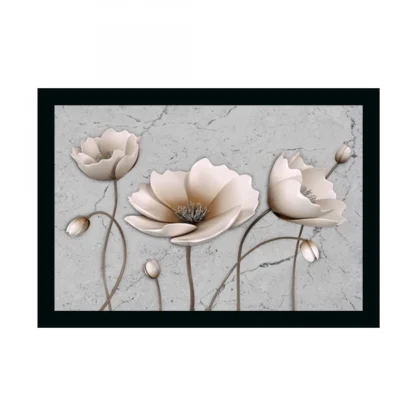 Flower Painting with Synthetic Photo Frame (Multicolor)