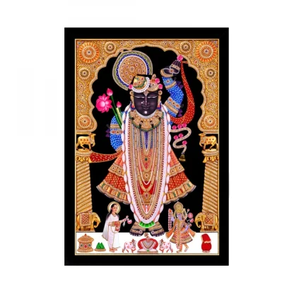 Shrinathji Painting with Synthetic Photo Frame (Multicolor)