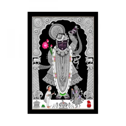 Shrinathji Painting with Synthetic Photo Frame (Multicolor)